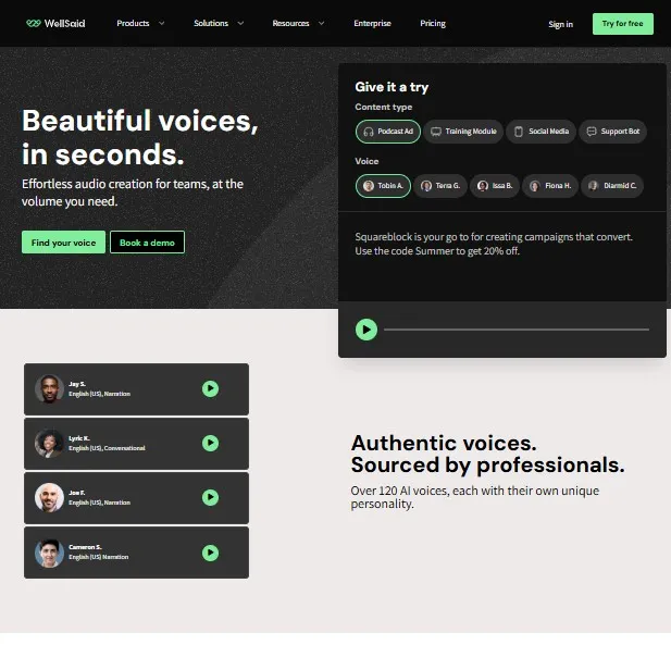 WellSaid Labs Best for Word-by-Word Control